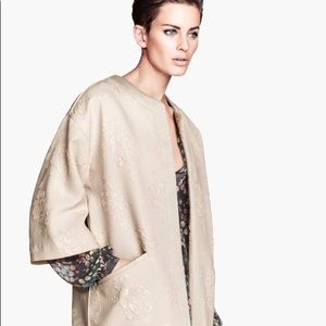 Jacquard weave kimono style coat